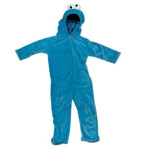 Sesame Street cookie monster costume light blue kids 4T zip front soft fuzzy
